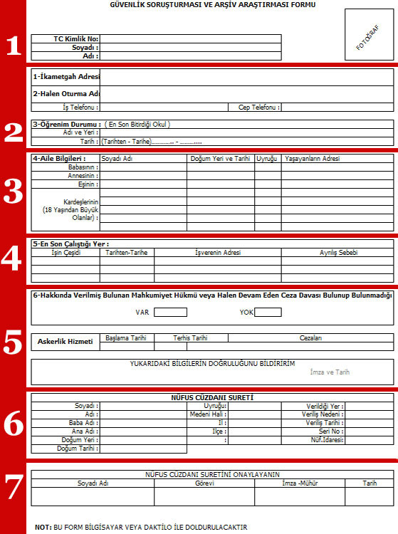 Güvenlik soruşturması formu nasıl doldurulur